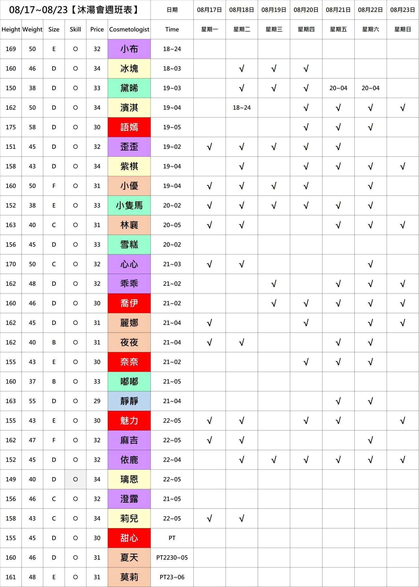 9館(沐湯會) 舒壓班表｜本周排班 2026/08/17~2026/8/23 第4張